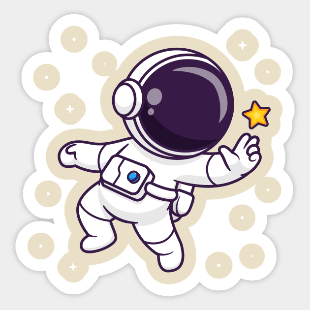 Cute Astronaut Floating In Space With Star Cartoon Sticker by Catalyst Labs